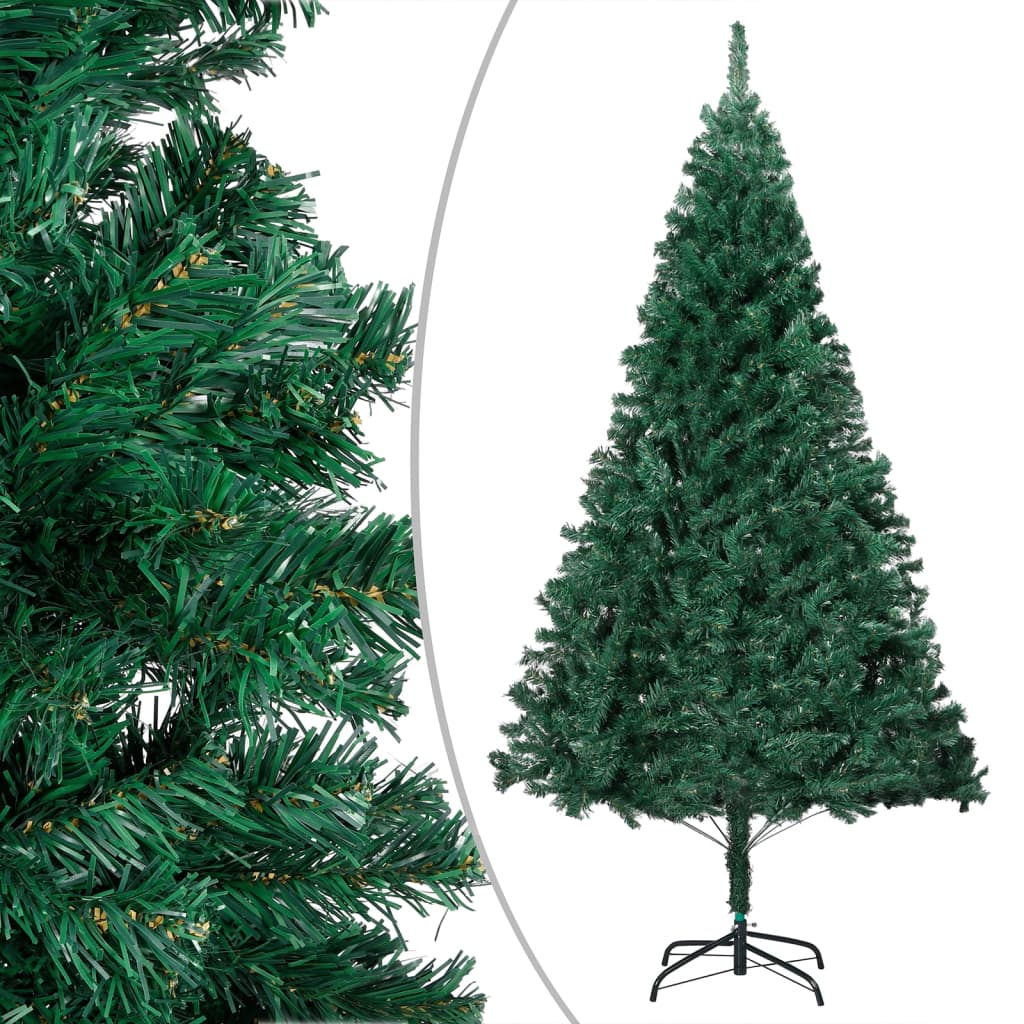 vidaXL Forhåndsbelyst kunstig juletre med tykke grener grønn 150 cm