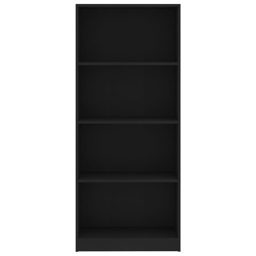 vidaXL Bokhylle 4 nivåer svart 60x24x142 cm sponplate