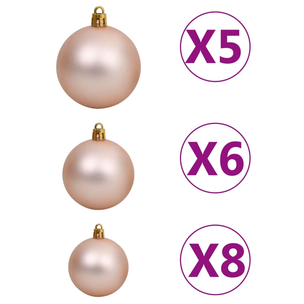 vidaXL Julekulesett 61 deler med topp og 150 LED rosa gull