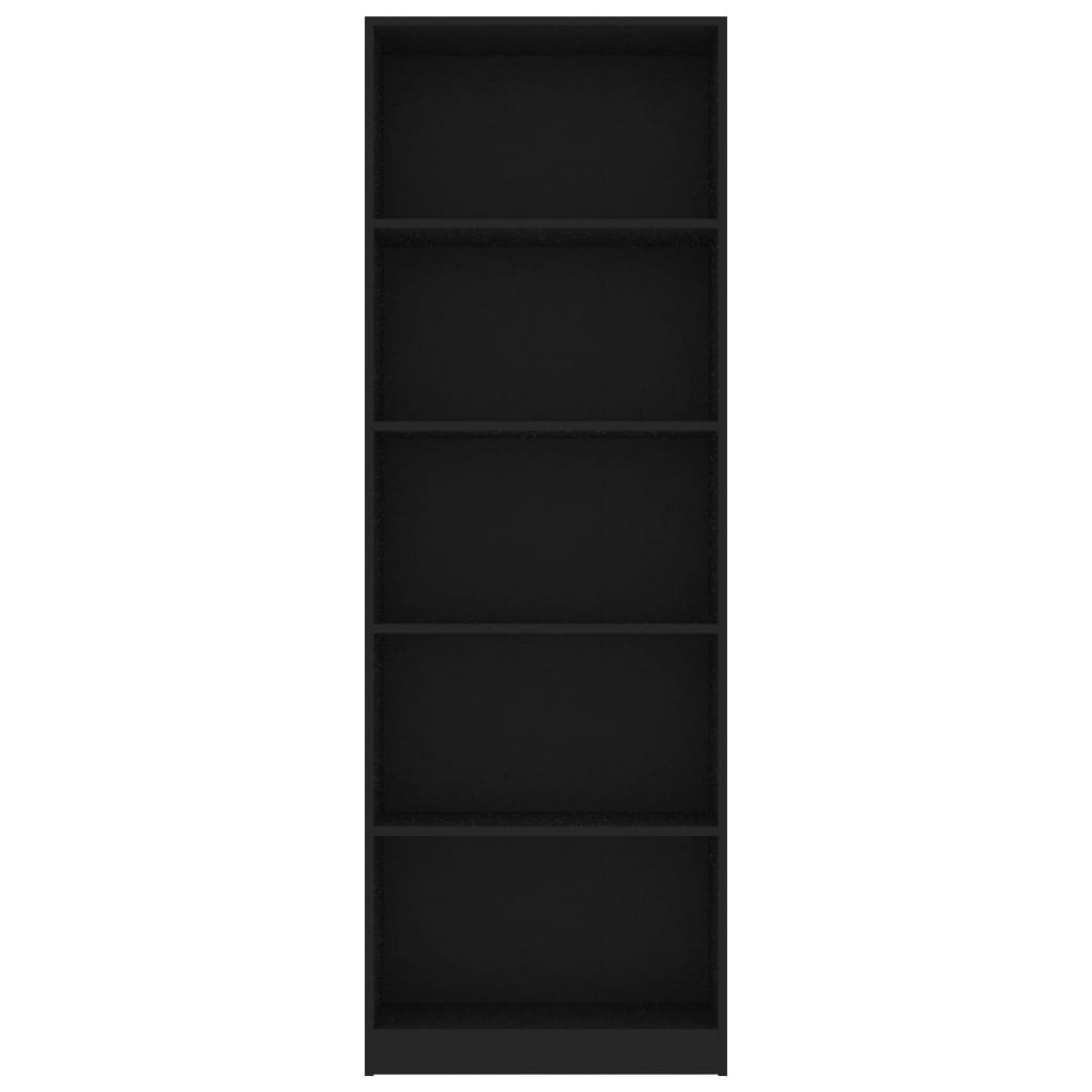 vidaXL Bokhylle 5 nivåer svart 60x24x175 cm sponplate