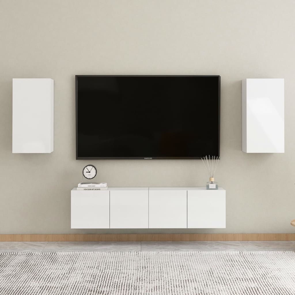 vidaXL TV-benk høyglans hvit 30,5x30x60 cm sponplate