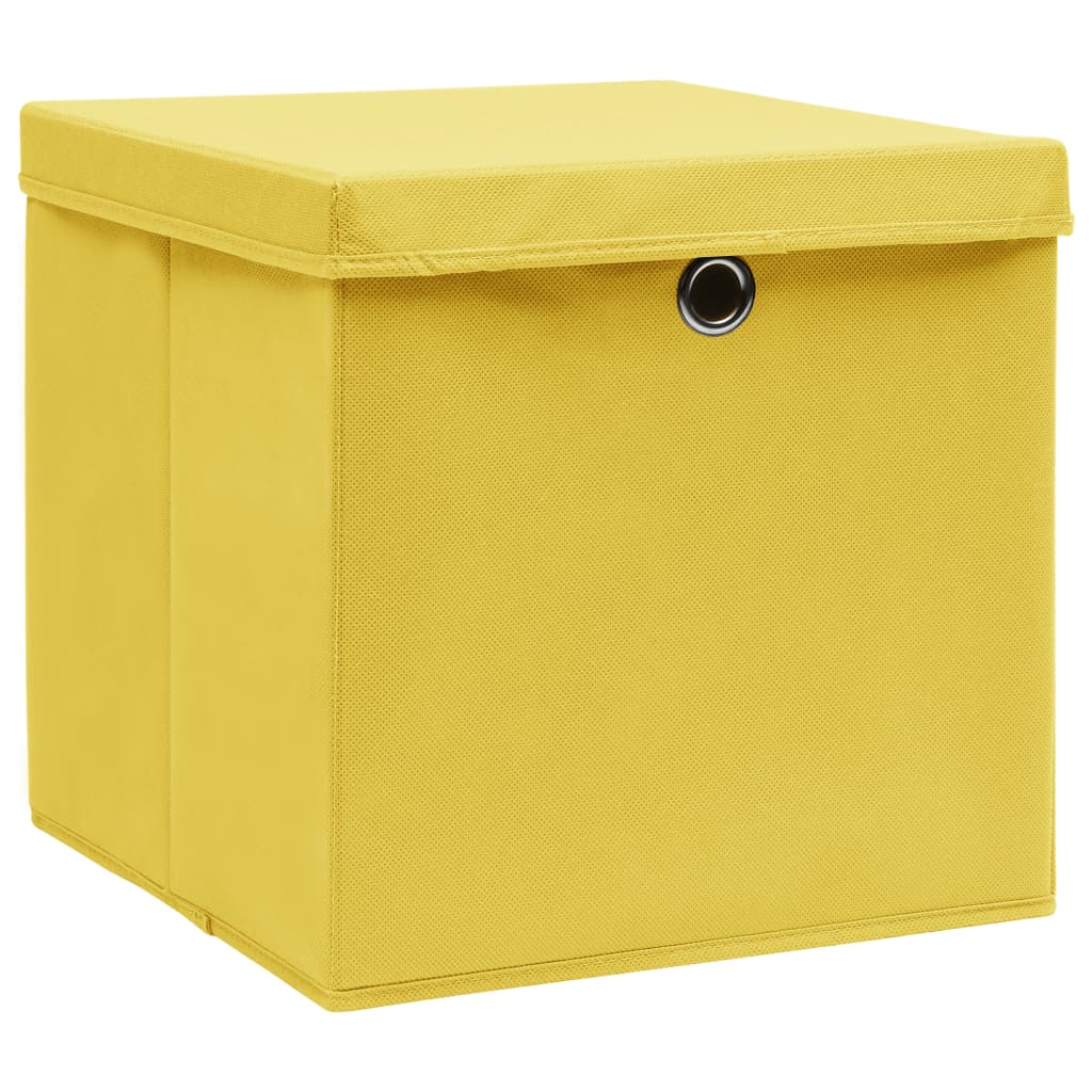 vidaXL Oppbevaringsbokser med deksler 4 stk 28x28x28 cm gul