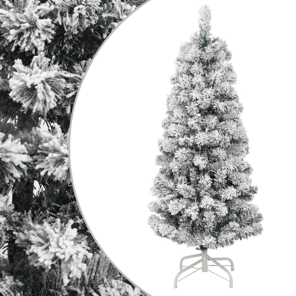 vidaXL Kunstig henglset juletre med flokket snø 120 cm