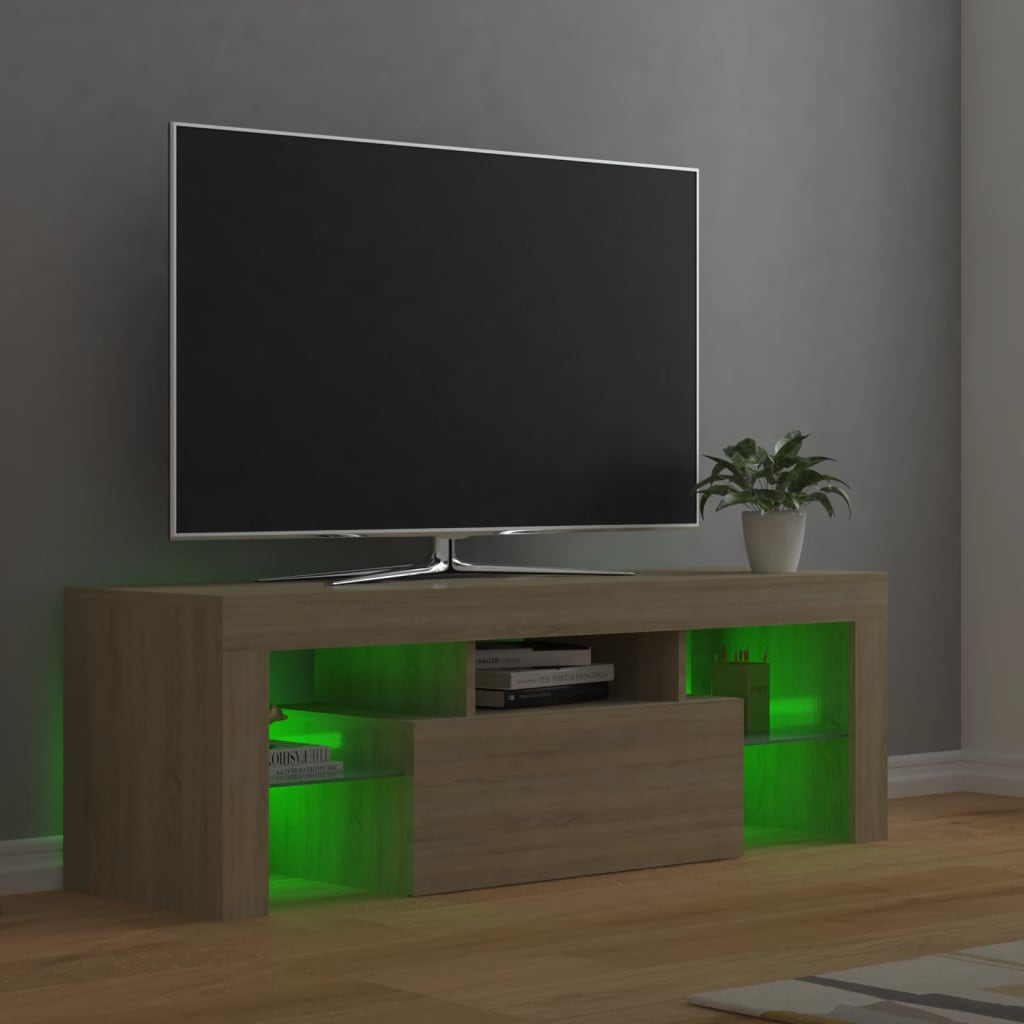 vidaXL TV-benk med LED-lys sonoma eik 120x35x40 cm