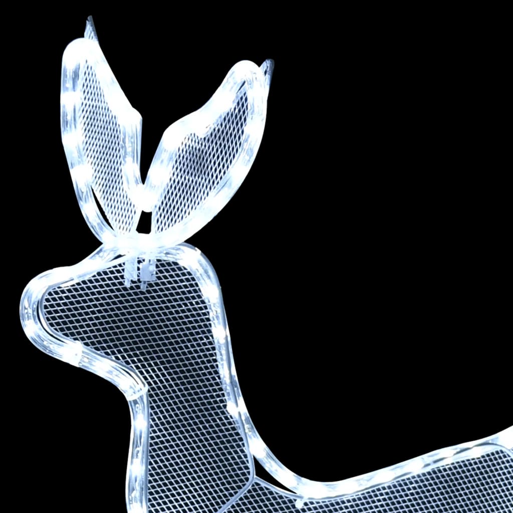vidaXL Julelysdekorasjon reinsdyr og slede med netting 432 lysdioder