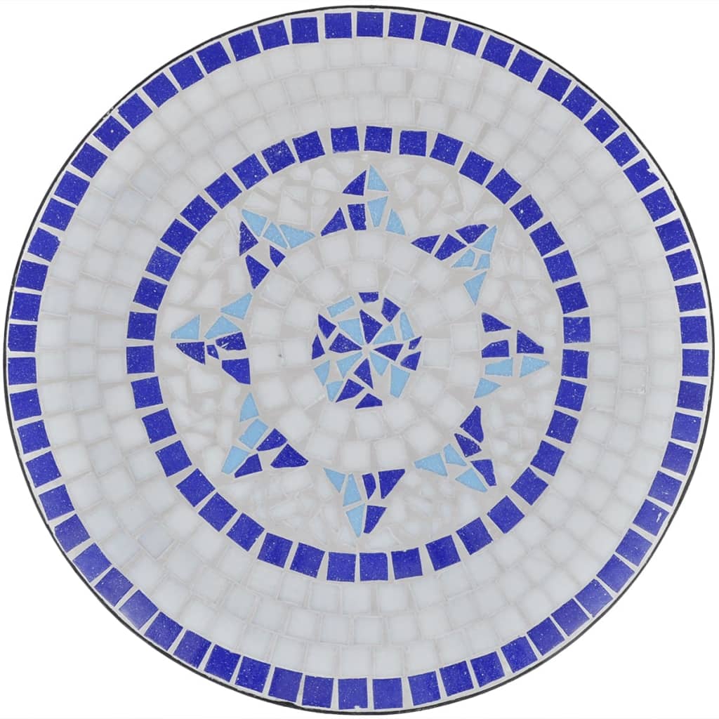 vidaXL Bistrosett med keramikkfliser 3 deler blå og hvit
