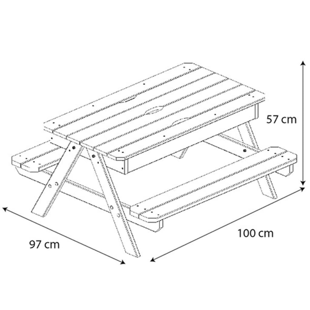 TRIGANO Piknikbord for barn Picsand 100x97x57 cm J-JOU054
