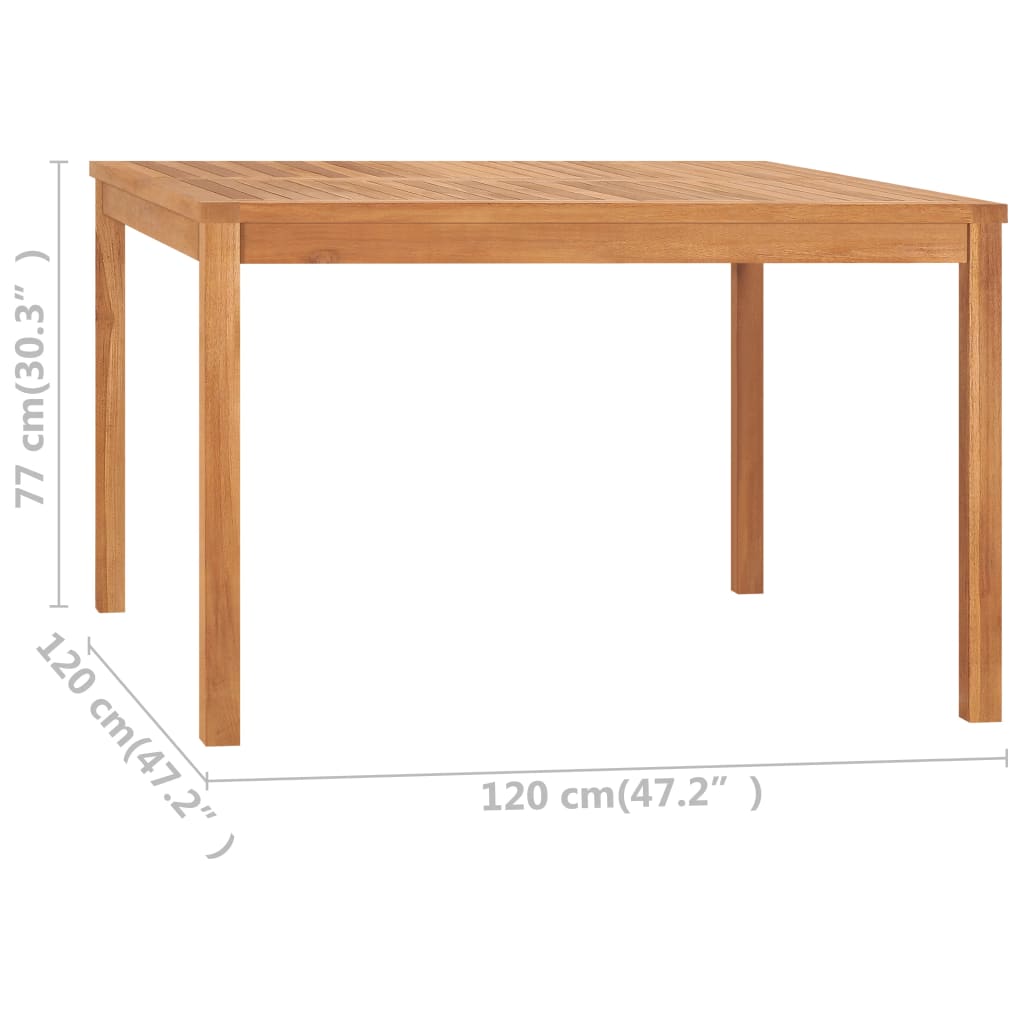 vidaXL Utendørs spisebord 120x120x77 cm heltre teak