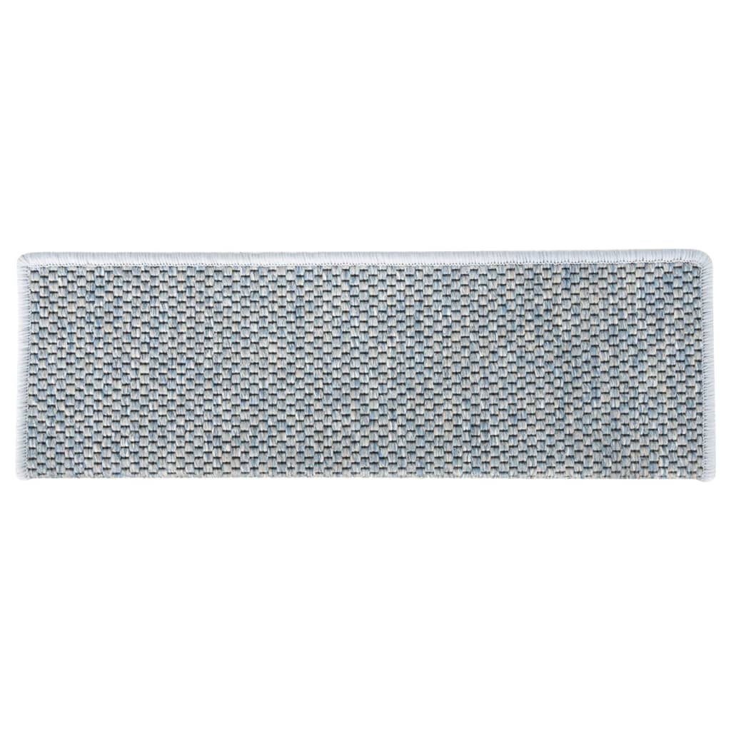 vidaXL Selvklebende trappematter sisal-utseende 15 stk 65x21x4 cm blå