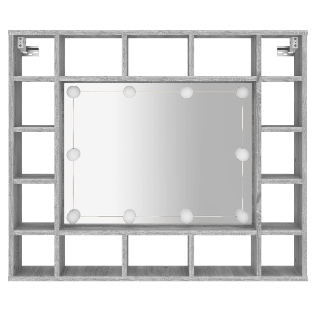 vidaXL Speilskap med LED grå sonoma 91x15x76,5 cm