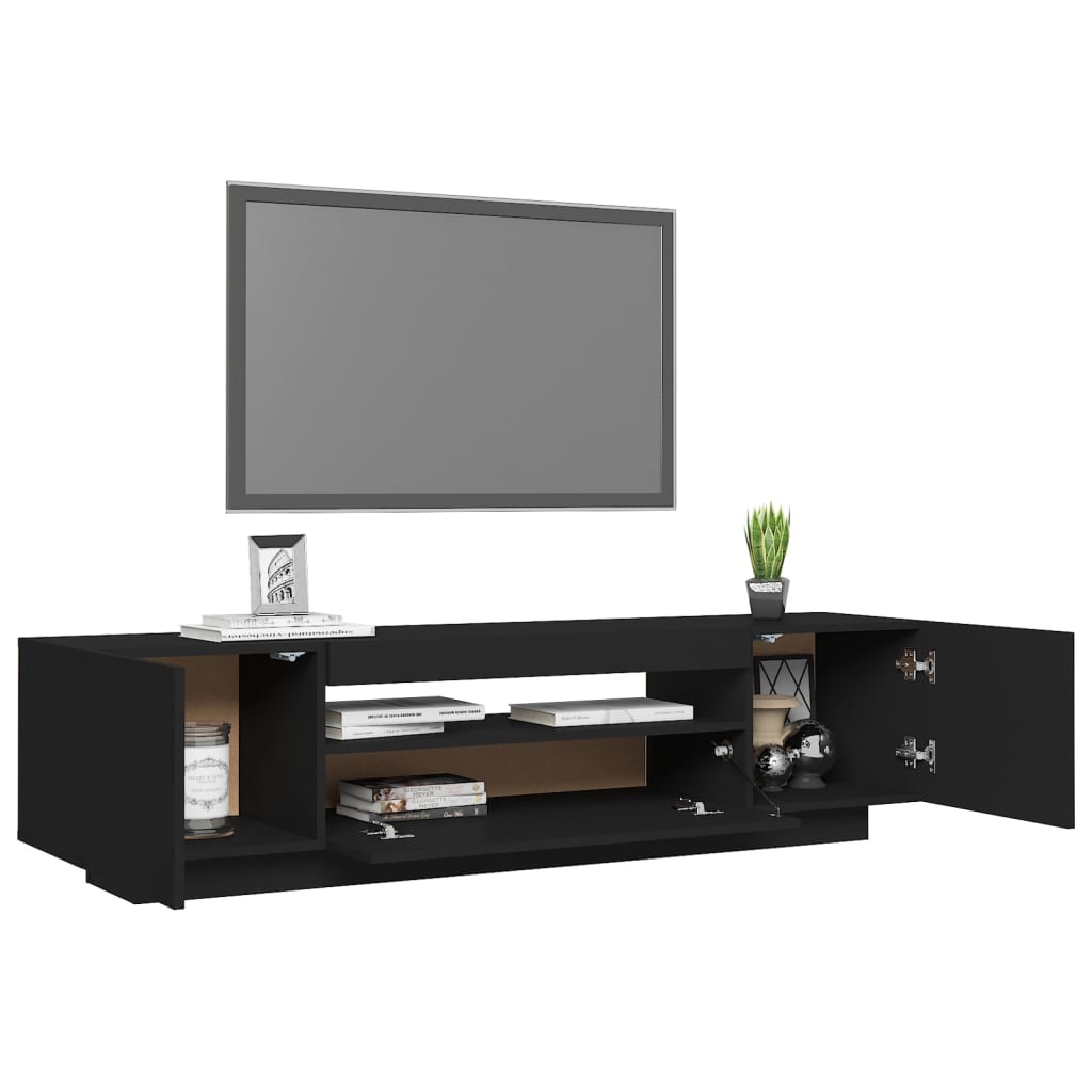 vidaXL TV-benk med LED-lys svart 160x35x40 cm