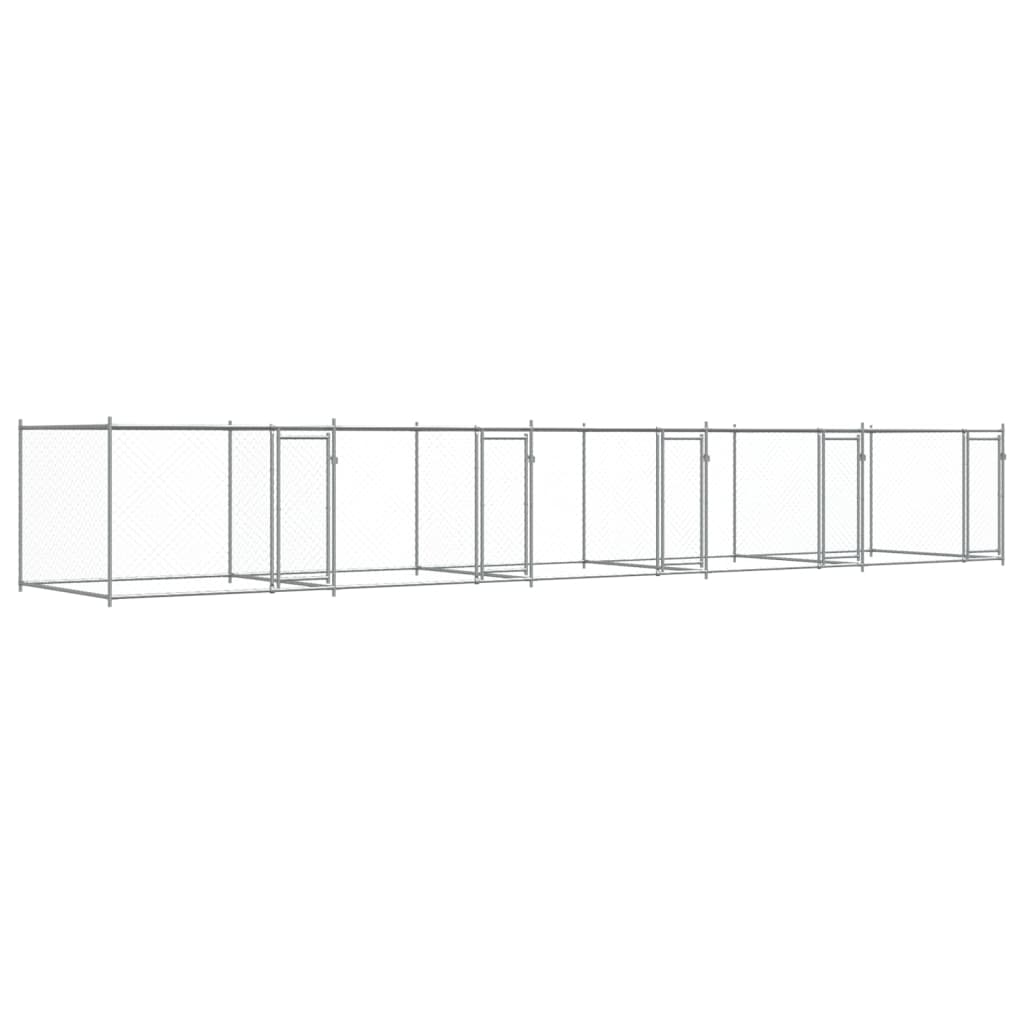 vidaXL Hundebur med dører grå 10x2x1,5 m galvanisert stål