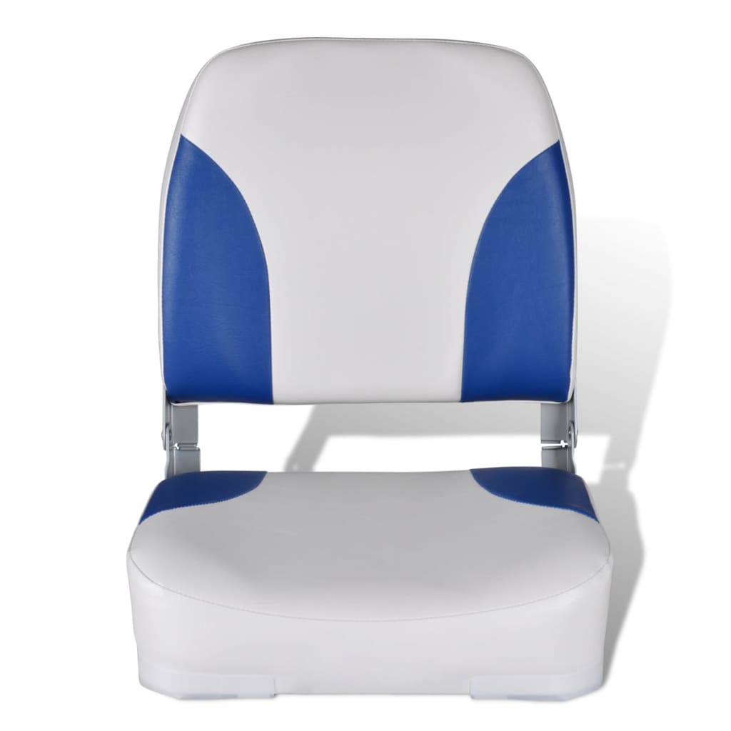 vidaXL Sammenleggbar båtstol med ryggstøtte blå-hvit pute 41x36x48 cm