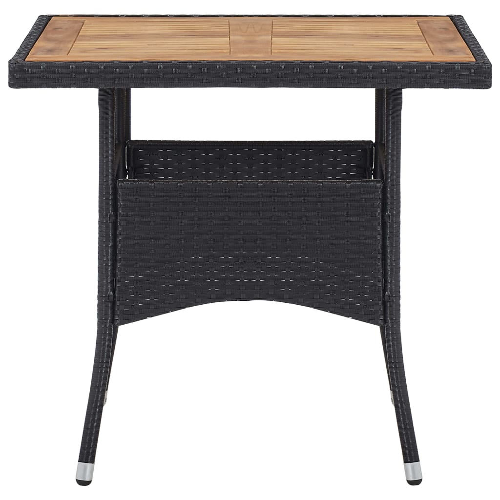 vidaXL Utendørs spisebord svart polyrotting og heltre akasie 150x74 cm