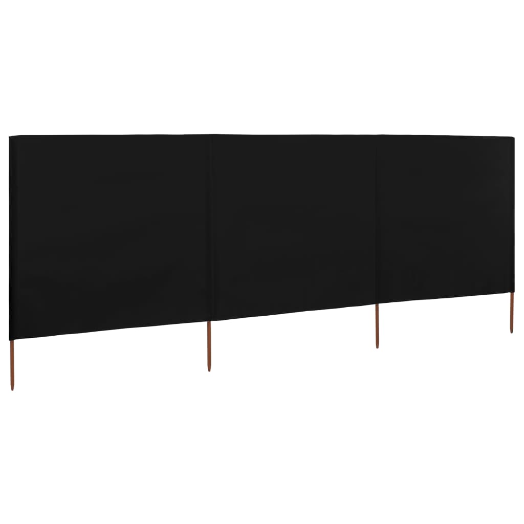 vidaXL Vindskjerm 3 paneler stoff 400x160 cm svart