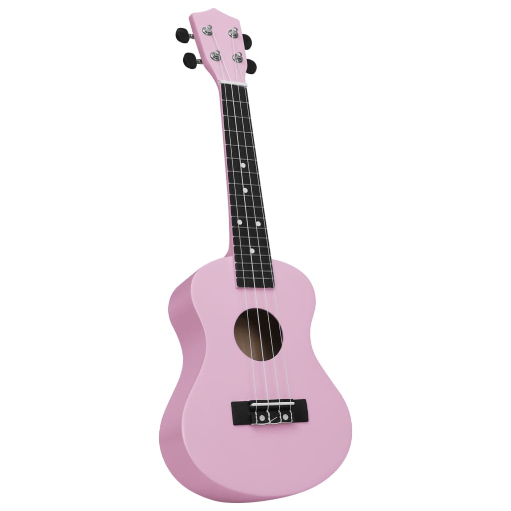 vidaXL Sopran-ukulele sett med veske for barn rosa 23"