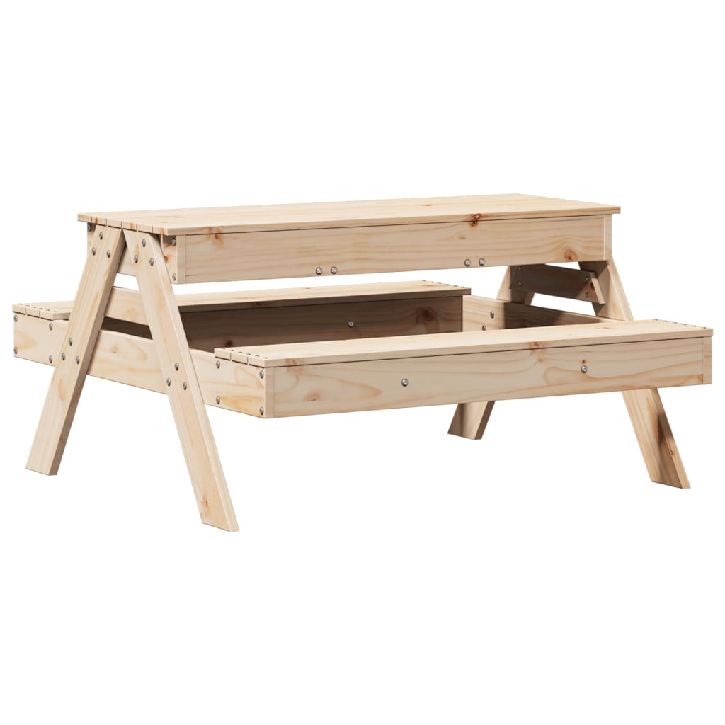 vidaXL Piknikbord med sandkasse for barn heltre furu