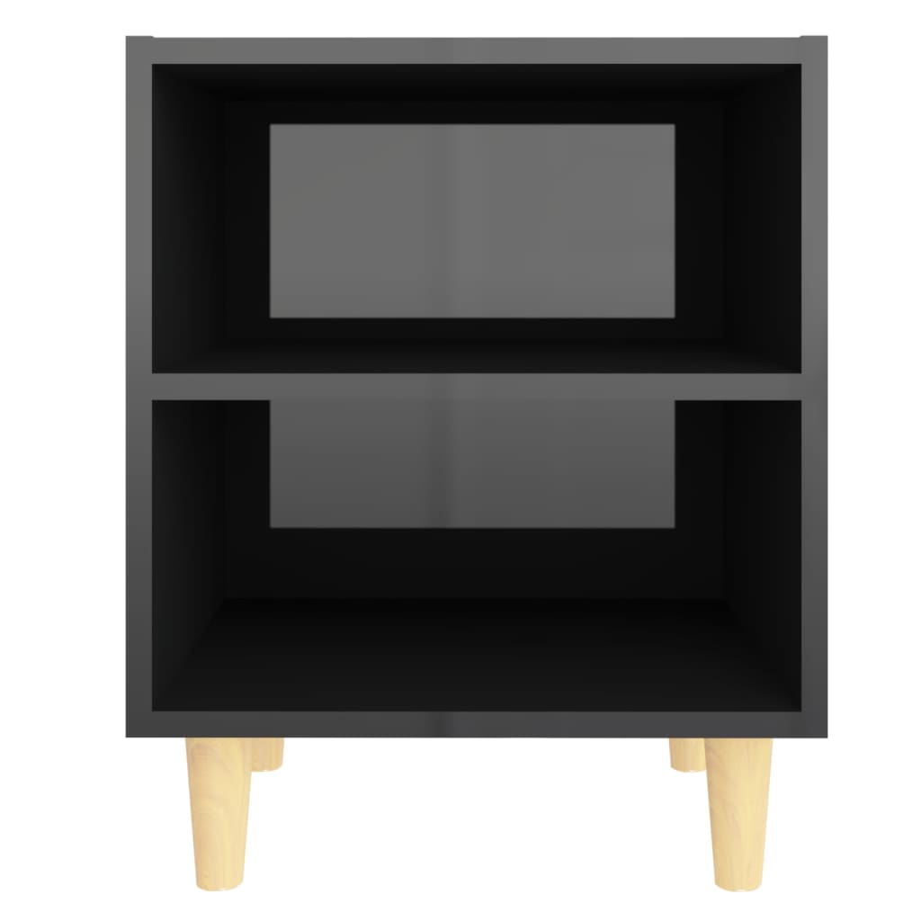 vidaXL Nattbord med ben i heltre 2 stk høyglans svart 40x30x50 cm
