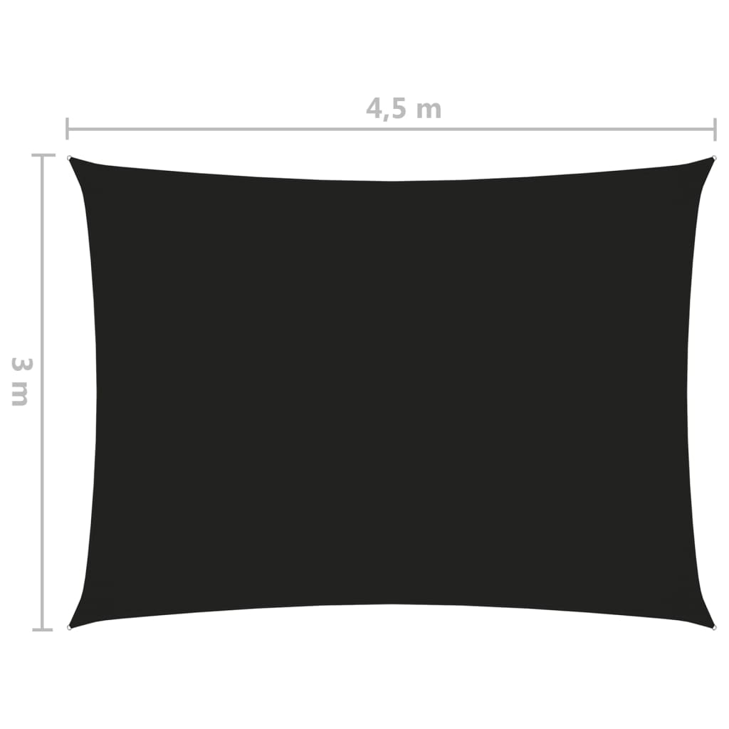 vidaXL Solseil oxfordstoff rektangulær 3x4,5 m svart