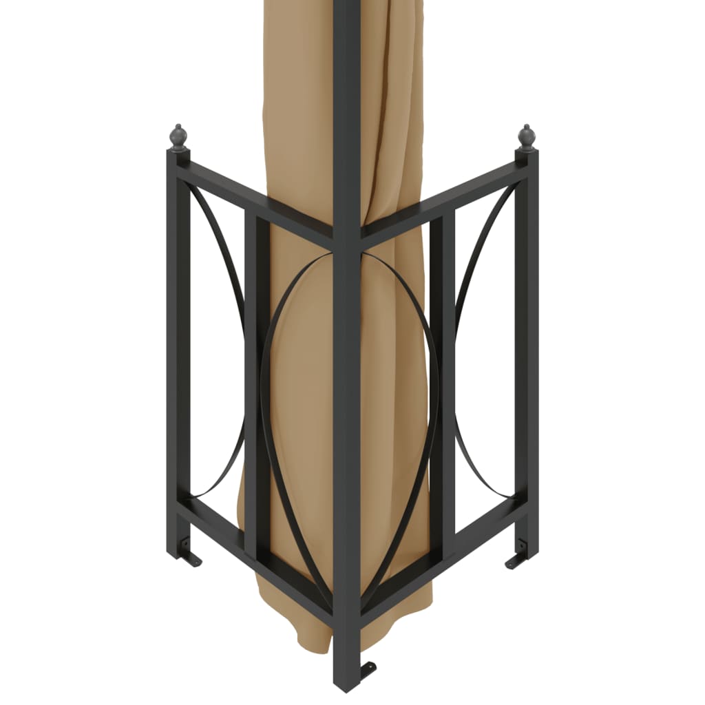 vidaXL Paviljong med sidevegger og dobbelt tak 3x3 m gråbrun