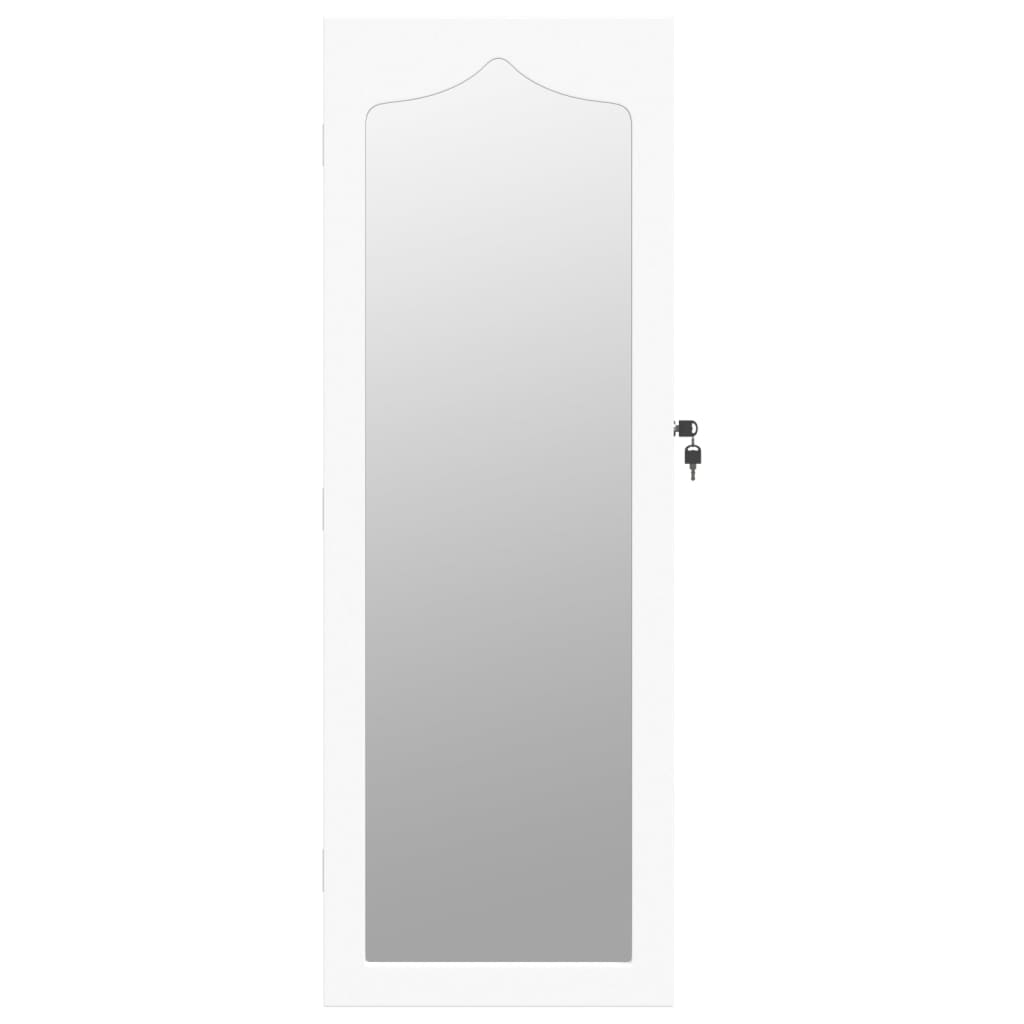 vidaXL Vegghengt smykkeskap med speil hvit 37,5x10x106 cm