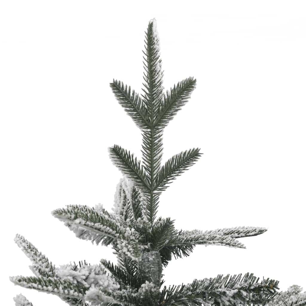 vidaXL Forhåndsbelyst kunstig juletre med flokket snø 150 cm PVC og PE