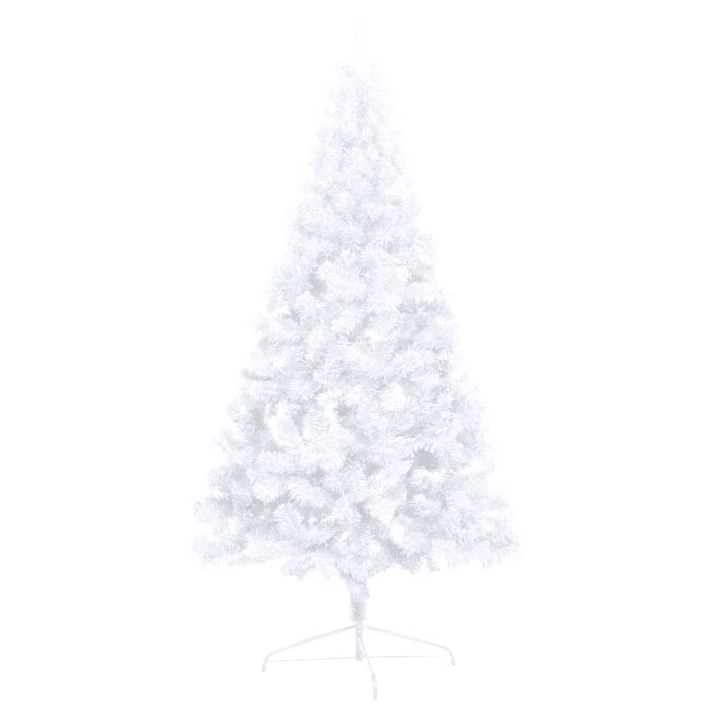 vidaXL Kunstig juletre halvt med LED og kuler 150 cm hvit