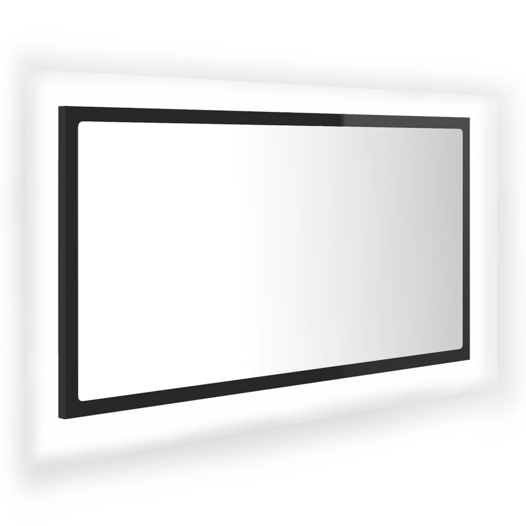vidaXL LED-badespeil høyglans svart 80x8,5x37 cm akryl