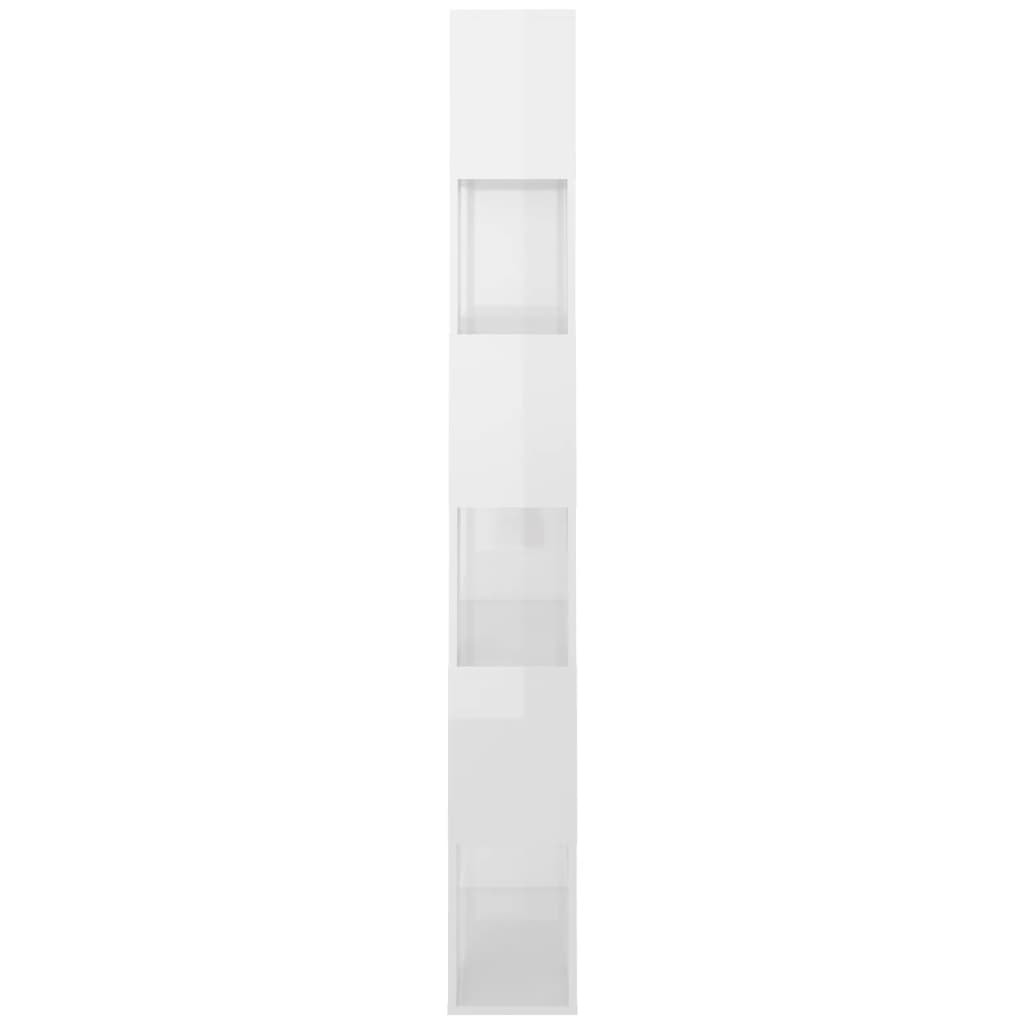 vidaXL Bokhylle/romdeler høyglans hvit 80x24x186 cm sponplate