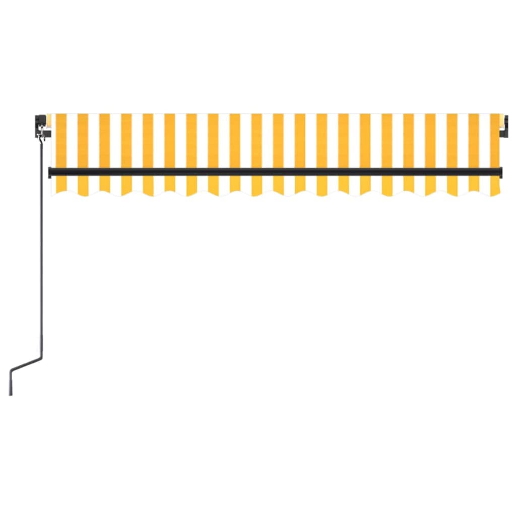 vidaXL Manuell uttrekkbar markise med LED 350x250 cm gul og hvit