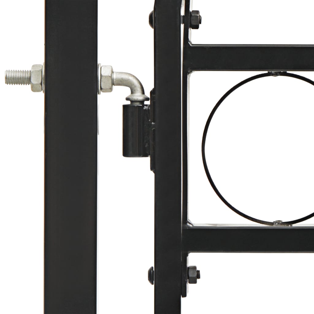 vidaXL Hageport med dobbel dør og buet topp stål 300x200 cm svart