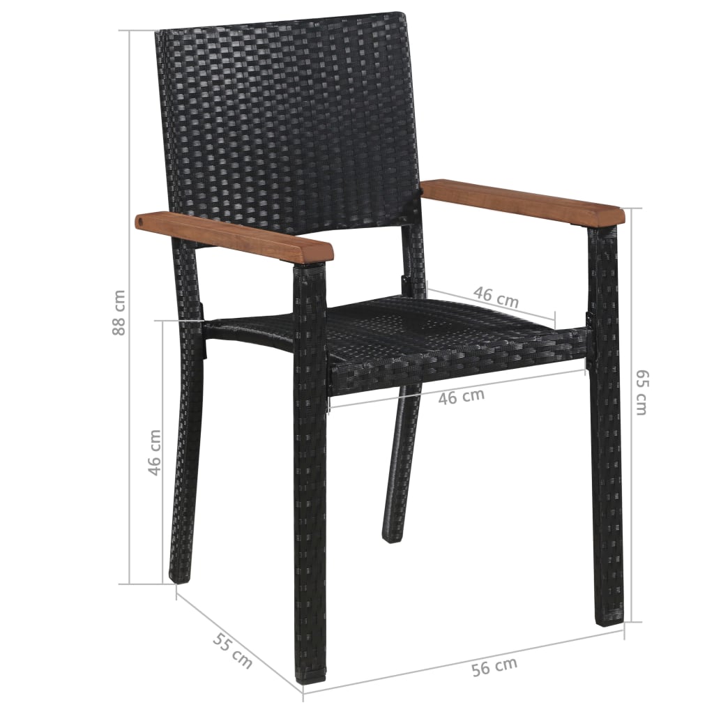 vidaXL Utendørs spisestoler 2 stk polyrotting svart