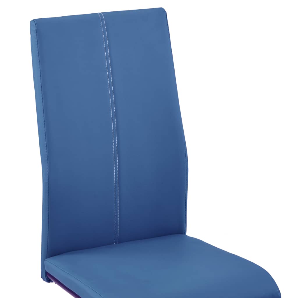 vidaXL Frittbærende spisestoler 2 stk blå kunstig skinn