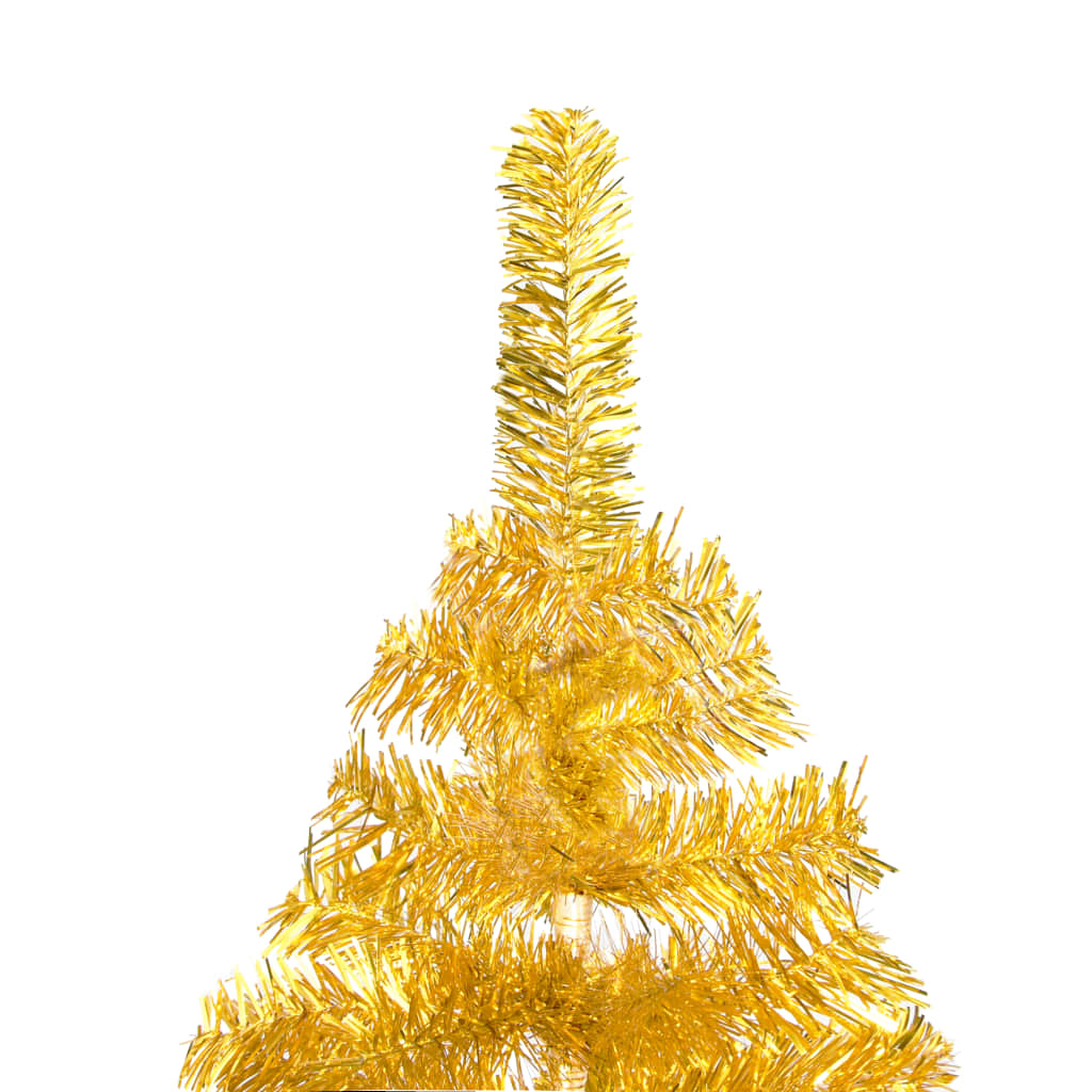 vidaXL Forhåndsbelyst kunstig juletre med stativ gull 180 cm PVC