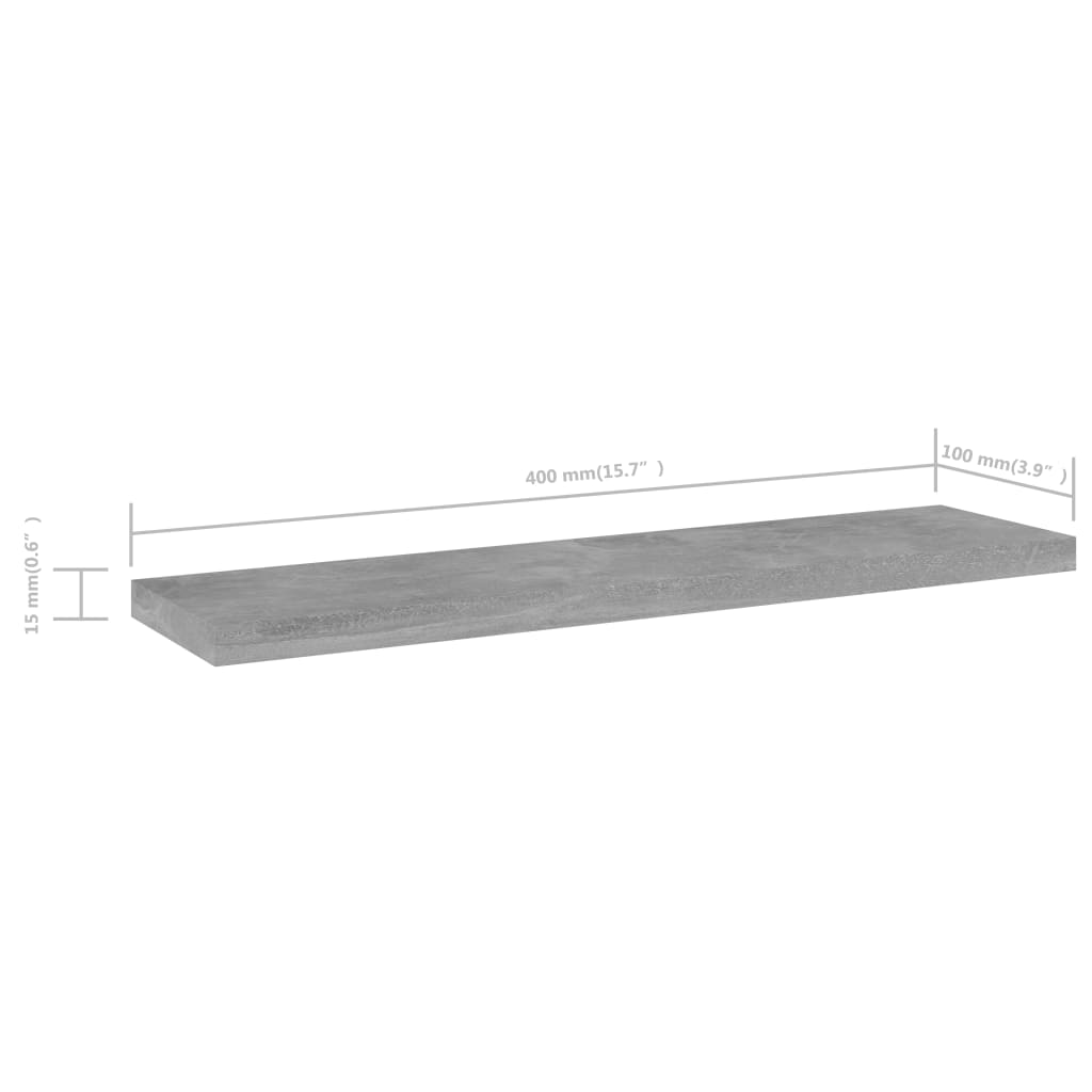 vidaXL Hylleplater 8 stk betonggrå 40x10x1,5 cm sponplate