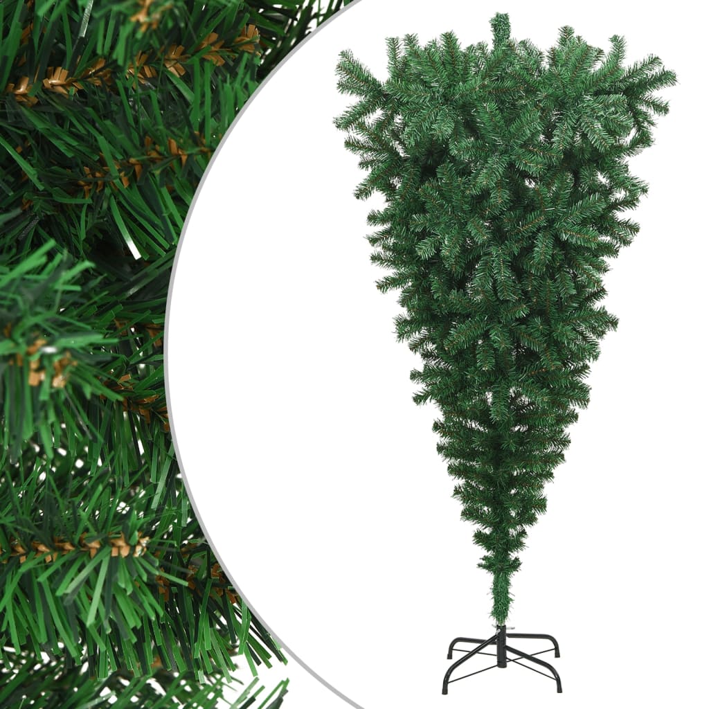 vidaXL Opp-ned kunstig juletre med stativ grønt 180 cm