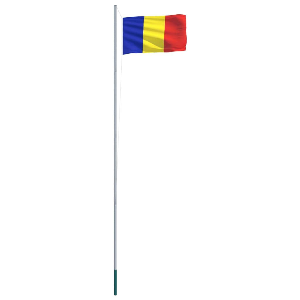 vidaXL Rumensk flagg og stang aluminium 6,2 m