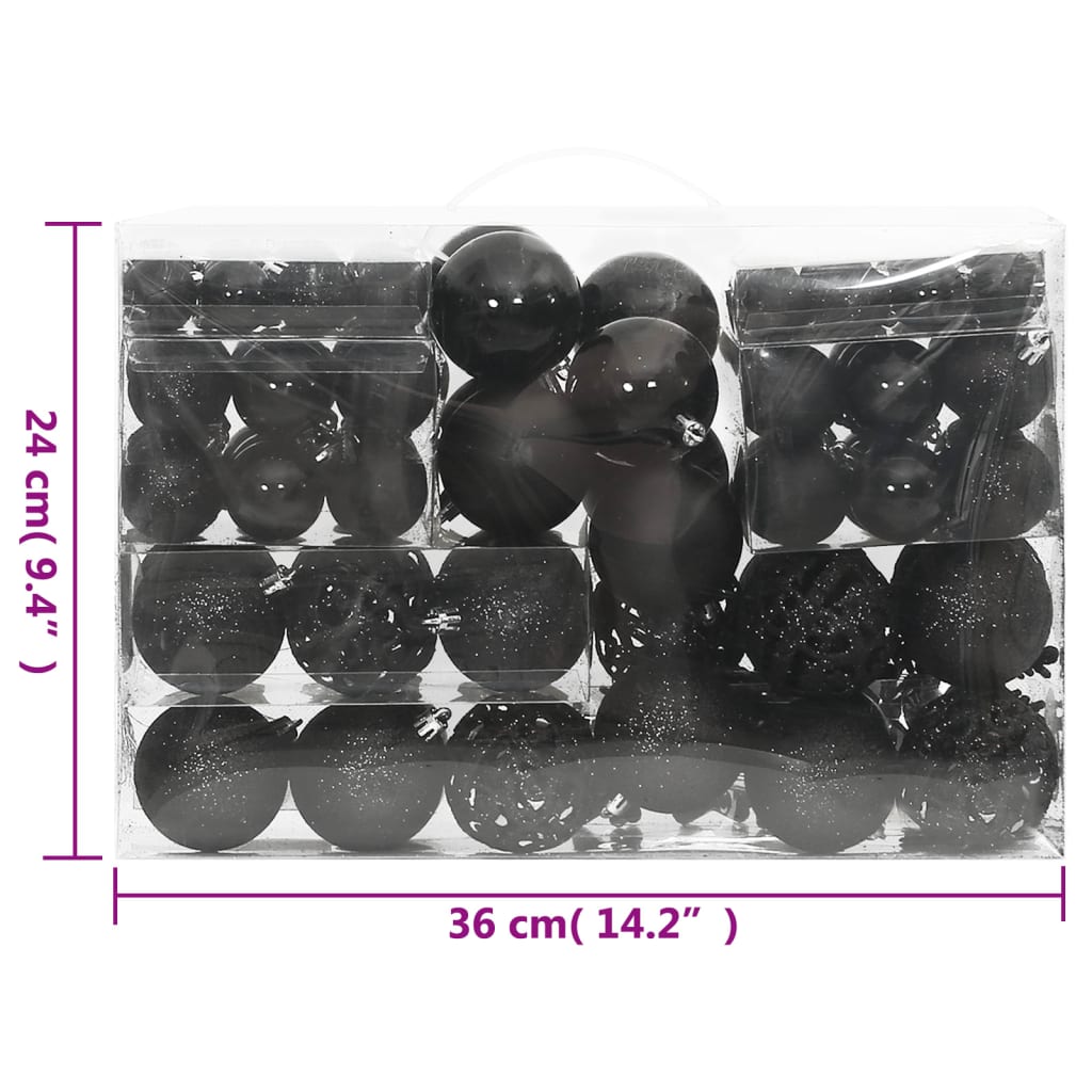 vidaXL Julekulesett 111 deler svart polystyren