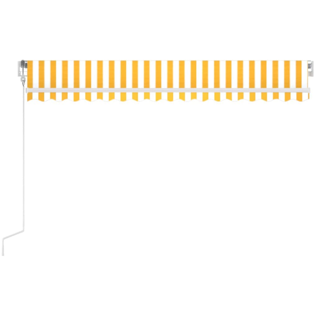 vidaXL Automatisk markise med vindsensor og LED 450x350 cm gul/hvit