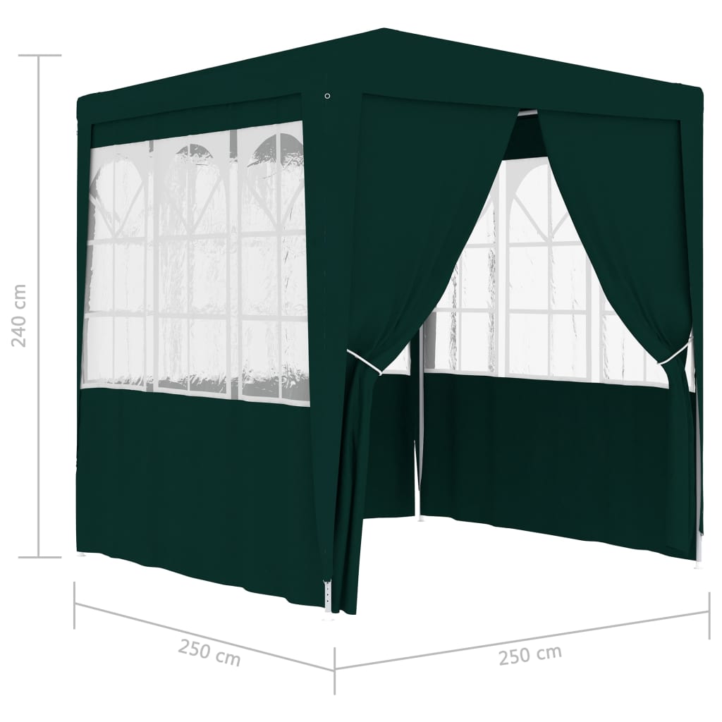 vidaXL Profesjonelt festtelt med sidevegger 2,5x2,5 m grønn 90 g/m²