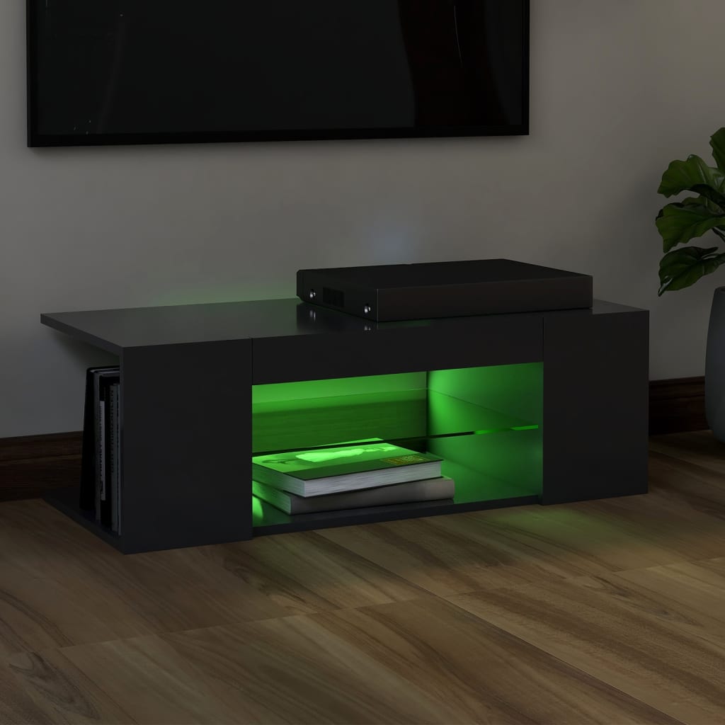 vidaXL TV-benk med LED-lys grå 90x39x30 cm