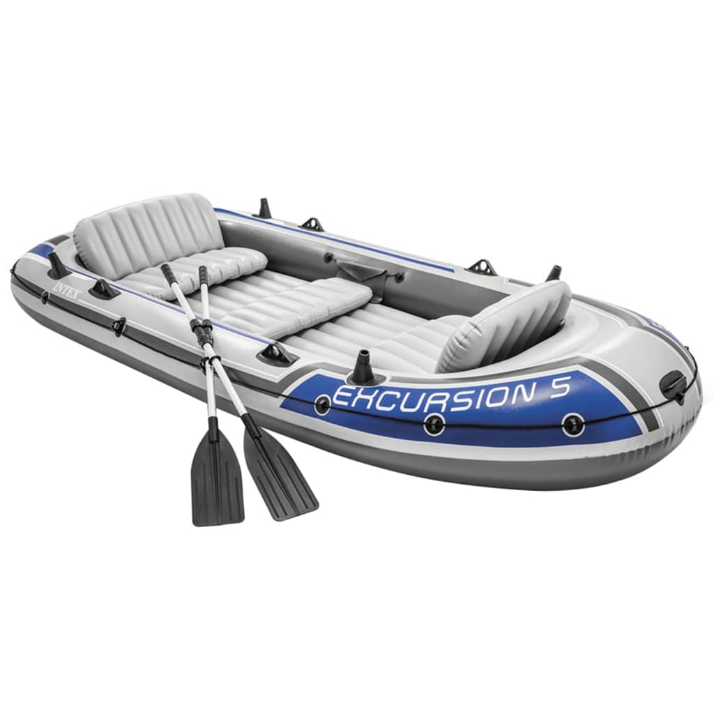 Intex Oppblåsbart båtsett Excursion 5 med påhengsmotor og brakett
