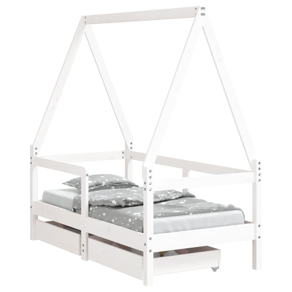 Sengeramme For Barn Heltre Furu Grå 80X160 Cm