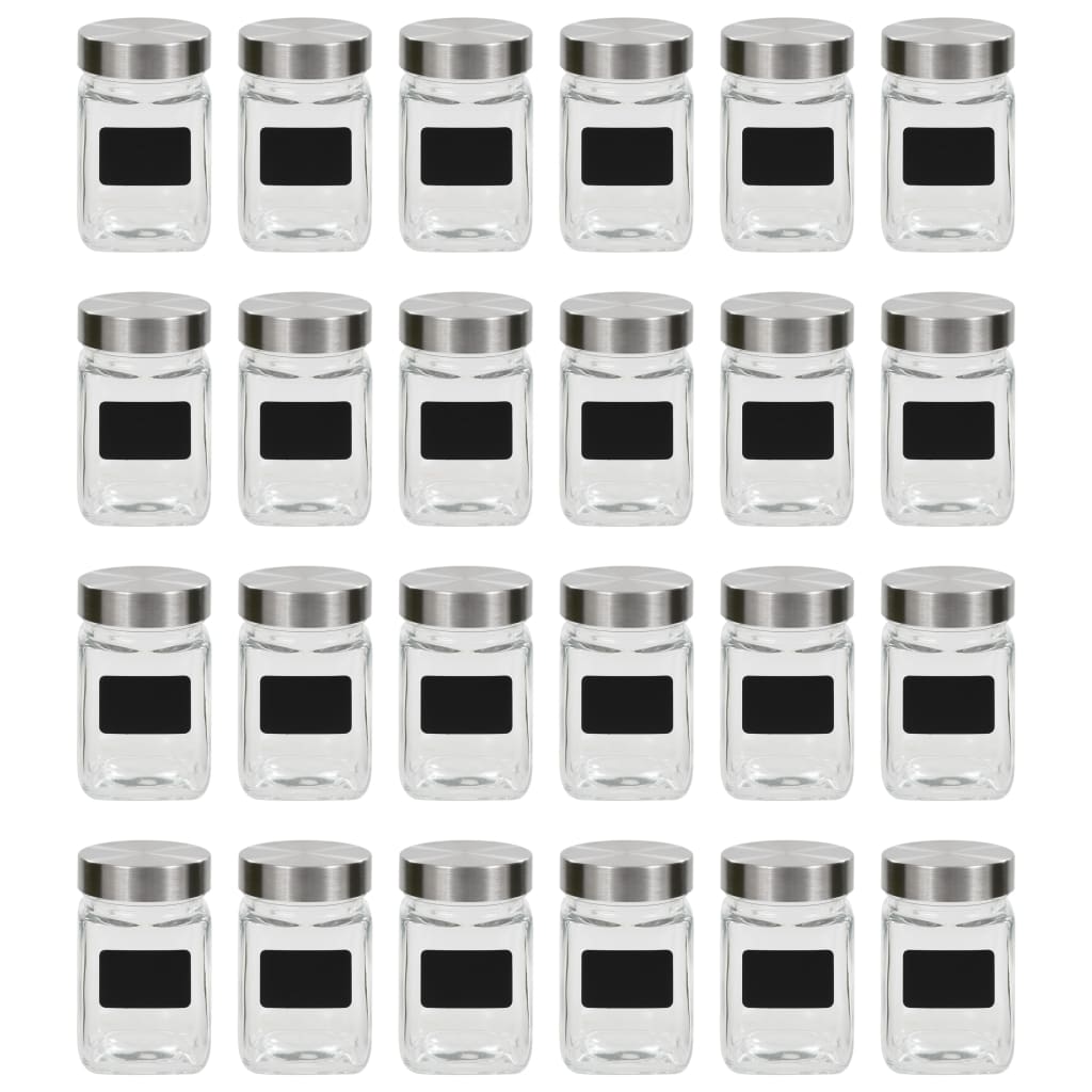vidaXL Oppbevaringskrukker med etikett 24 stk 300 ml