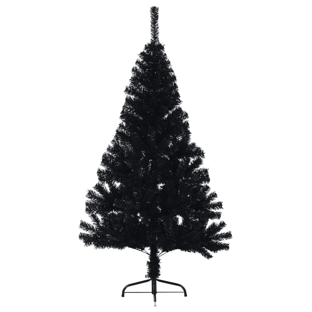 vidaXL Kunstig juletre halvt med stativ svart 150 cm PVC