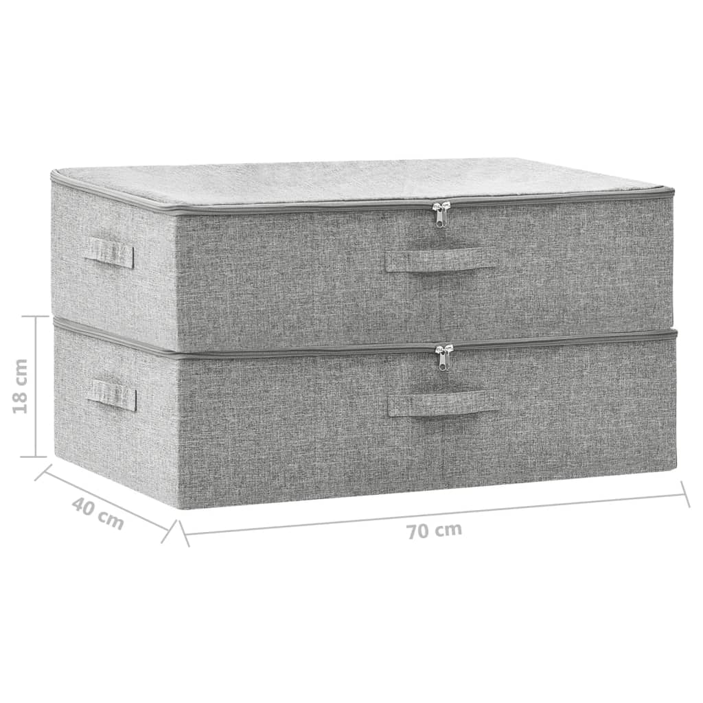 vidaXL Oppbevaringsbokser 2 stk stoff 70x40x18 cm grå