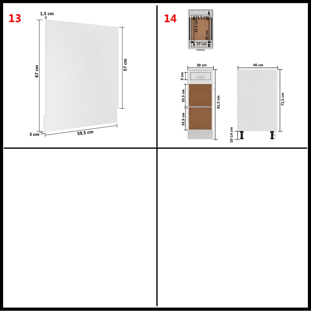 vidaXL Kjøkkenskapsett 14 deler hvit sponplate