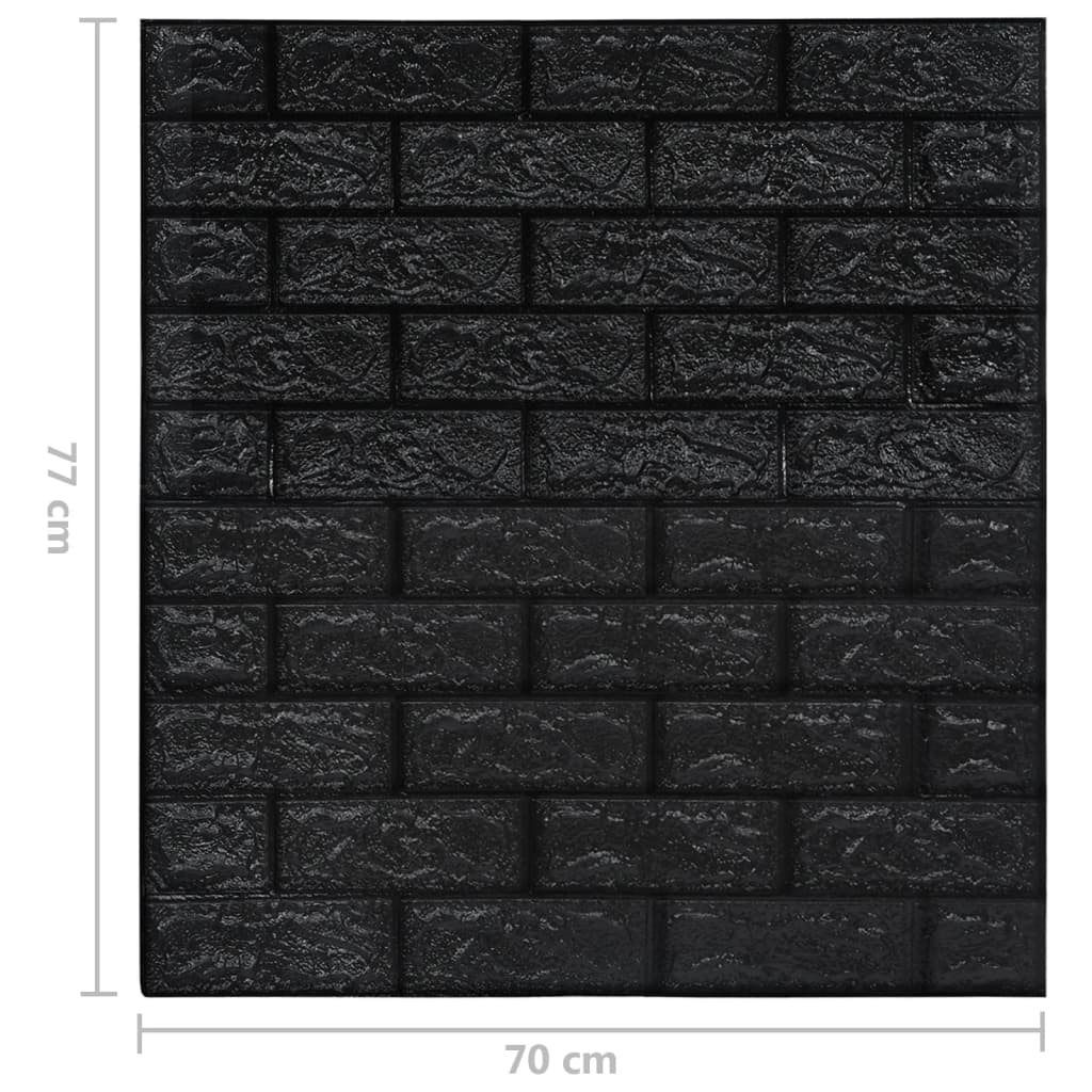 vidaXL 3D-tapet murstein selvklebende 10 stk svart
