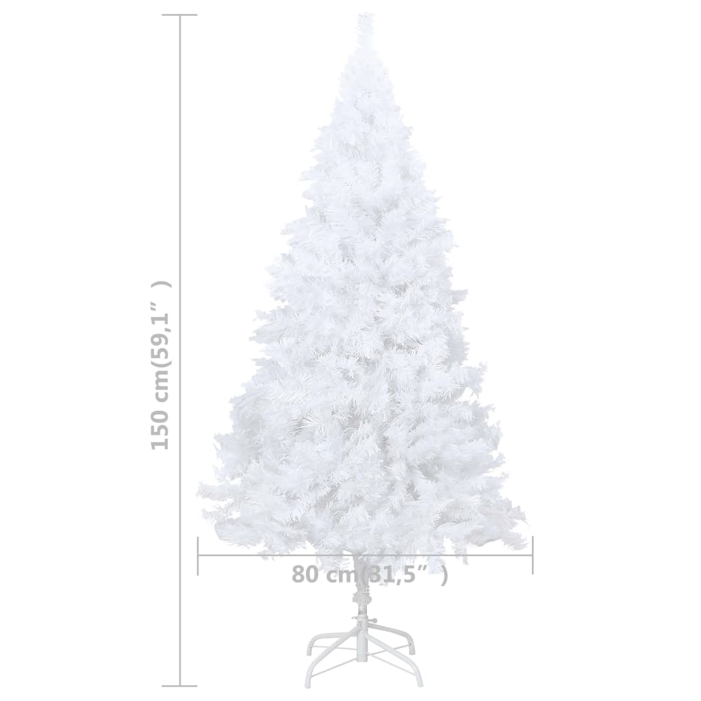 vidaXL Forhåndsbelyst kunstig juletre med tykke grener hvit 150 cm