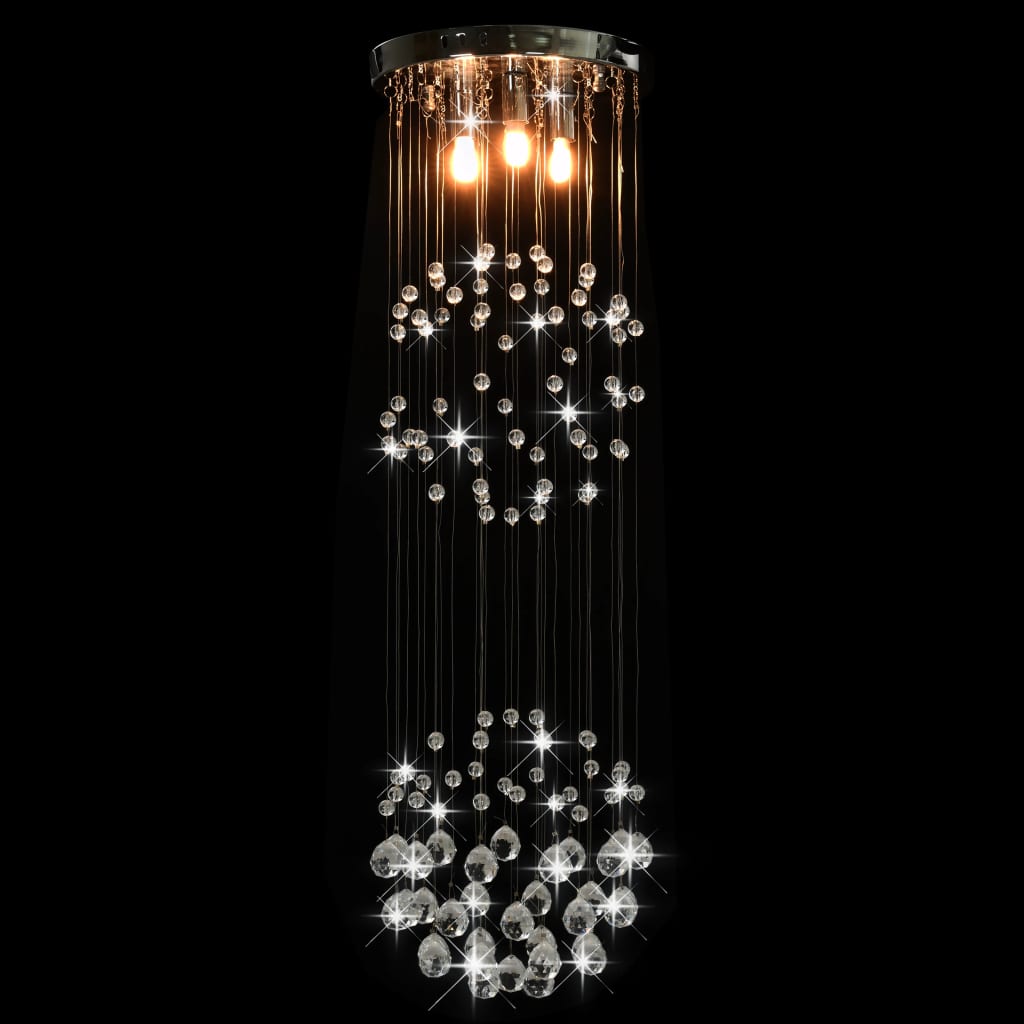vidaXL Taklampe med krystallperler sølv sfærisk 3 x G9 lyspærer